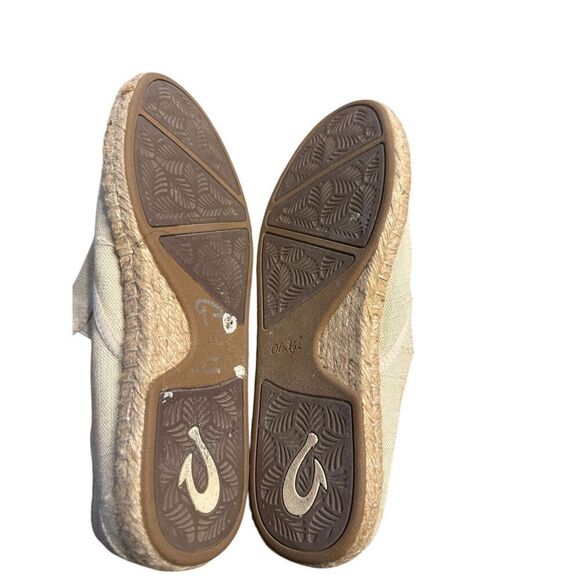 OluKai Kaula Pa'a Kapa Espadrilles Linen Slip On Womens US 8 Tan - Picture 8 of 8